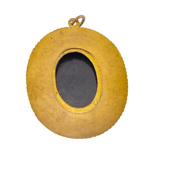 Victorian Revival Cameo Pendant Brooch Brass Oval Black and Cream - Picture 7 of 7